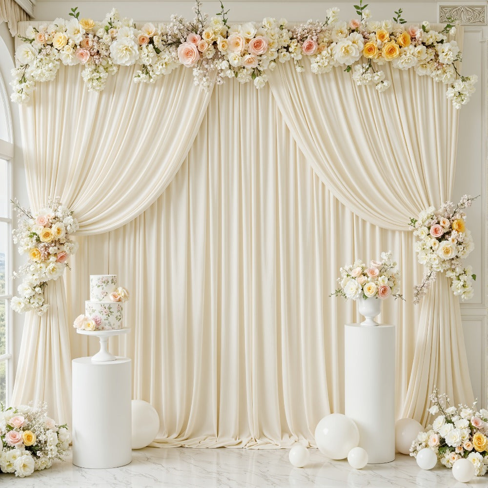 2-Pack 10x10ft Spandex Photography Backdrop Curtains - Wrinkle-Resistant Polyester Background Cloth with Pole Pockets for Weddings, Birthdays, Banquets & Photo Studio Events