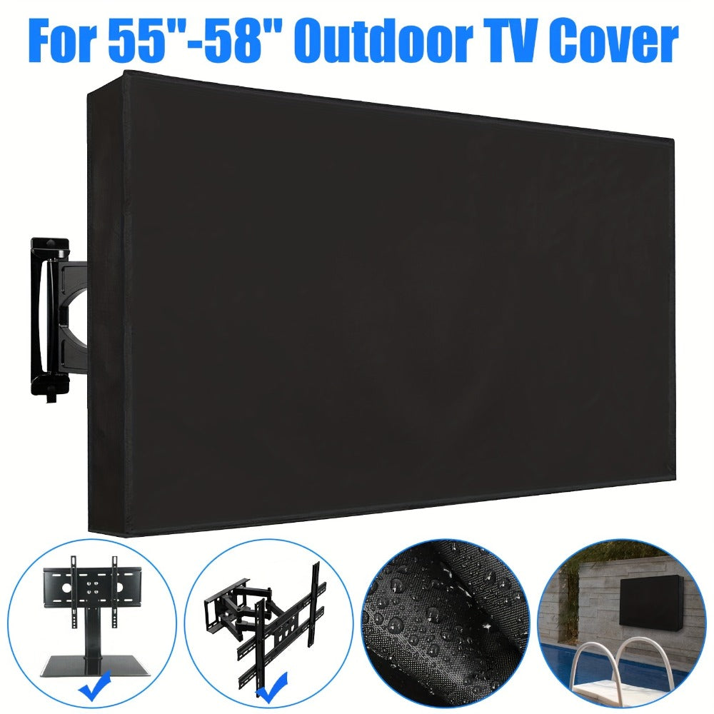 Outdoor TV Cover 55-58 Inch – Weatherproof Waterproof Dustproof Television Protective Cover for Patio, Flat Screen & Wall Mount TVs, Soft Polyester