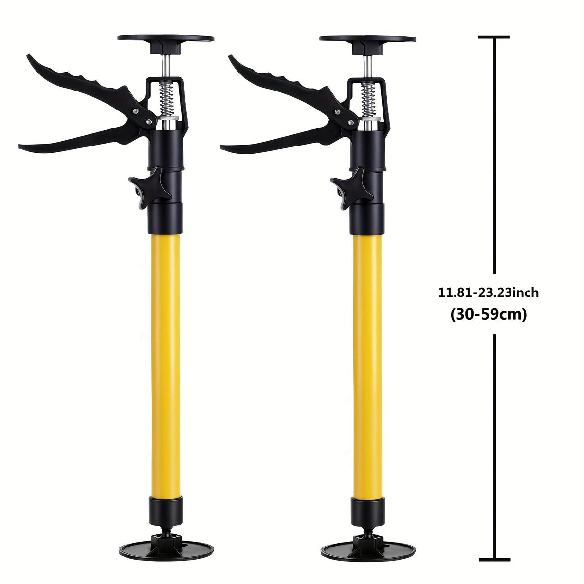 Telescopic Support Rods 2-Pack Third Hand Support System – 11.8–45.3 Inch Adjustable Steel Props, 88 lb Load Capacity, Thickened Base, for Drywall, Cabinet, Panel & Ceiling Installation