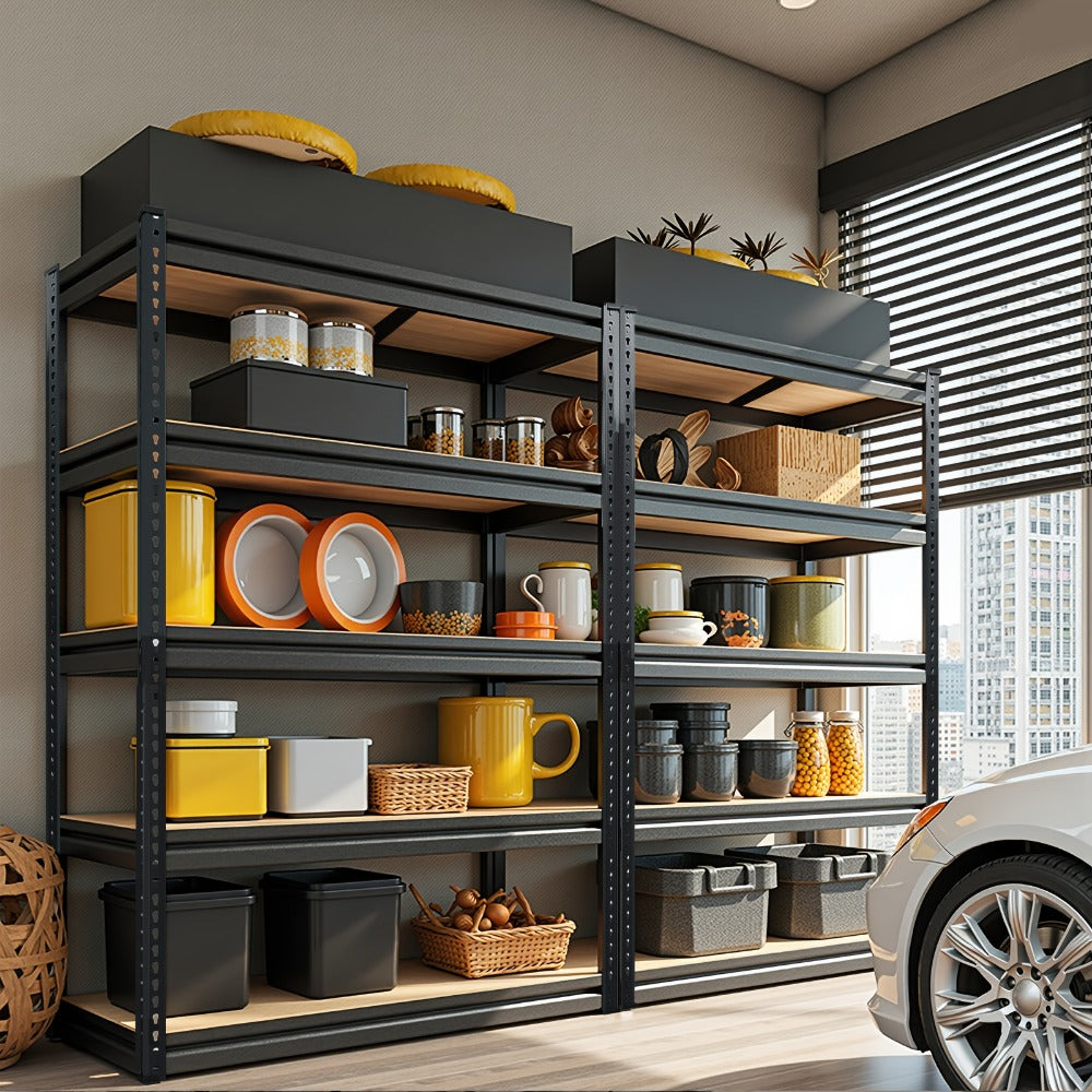 5-Tier Garage Shelving Unit 2000 lbs Capacity Heavy Duty Adjustable Storage Shelves 72"/60"H x 35.5"W x 16"D for Garage, Closet & Pantry Organization – Steel Rack Easy Assembly, Includes Gloves & Hammer