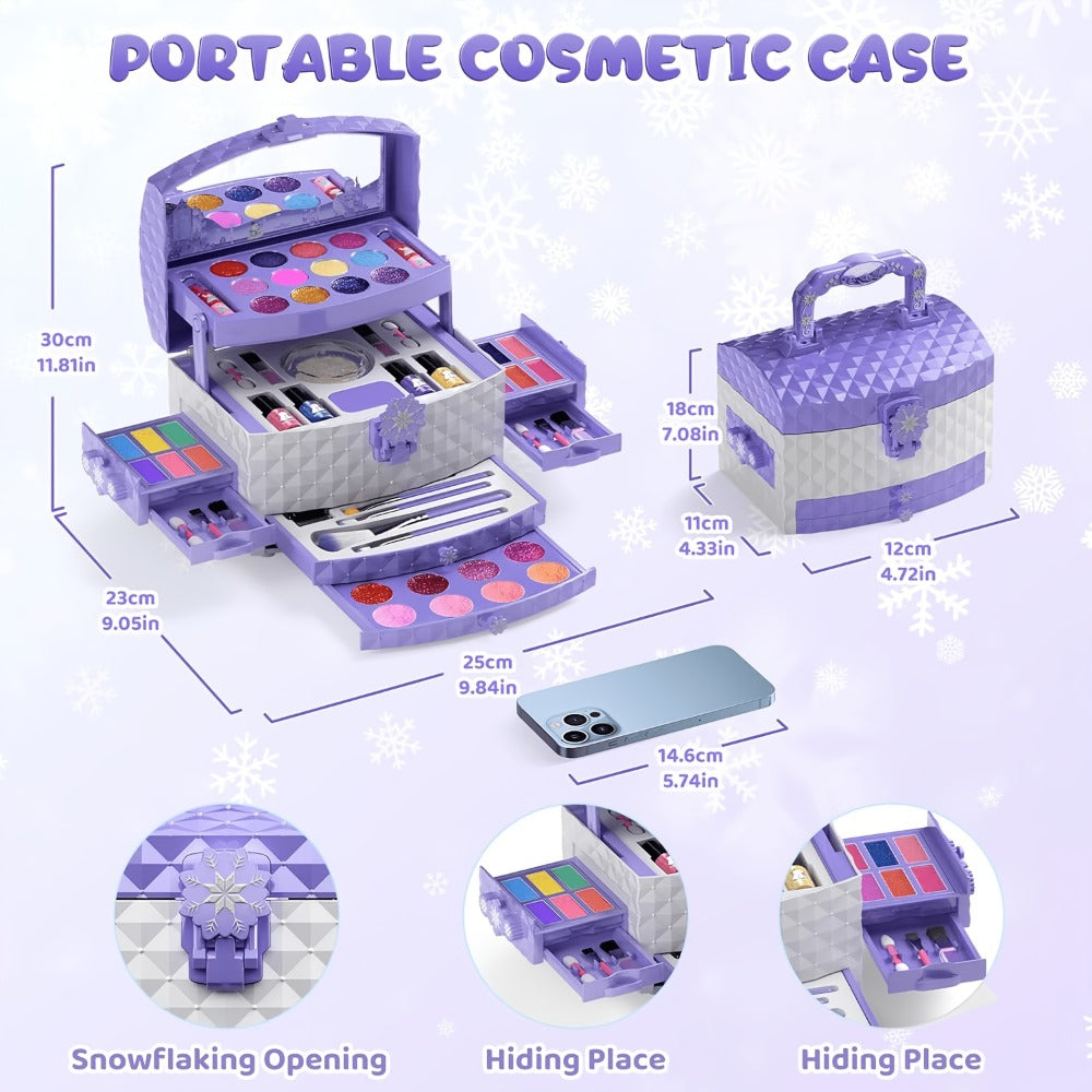 Princess Pretend Play Makeup Set, 58 Pieces with Brushes & Case