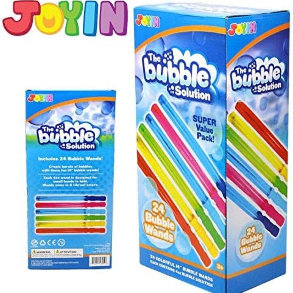 Giant Bubble Wands 24 Pack Bulk – 14.6 Inch Big Bubble Maker Set in 6 Colors, Summer Outdoor Party Favors for Kids, Easter Basket Stuffers, Birthday Carnival Pool Activity Supplies