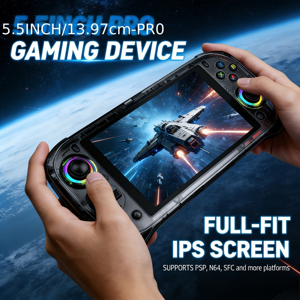 J55 Online Multiplayer Handheld Game Console – 5.5 Inch Large Screen, Open-Source System, 64GB Storage, Ultra-Long Battery Life, Global Online Gaming, High-End Portable Edition, Perfect Holiday Gift