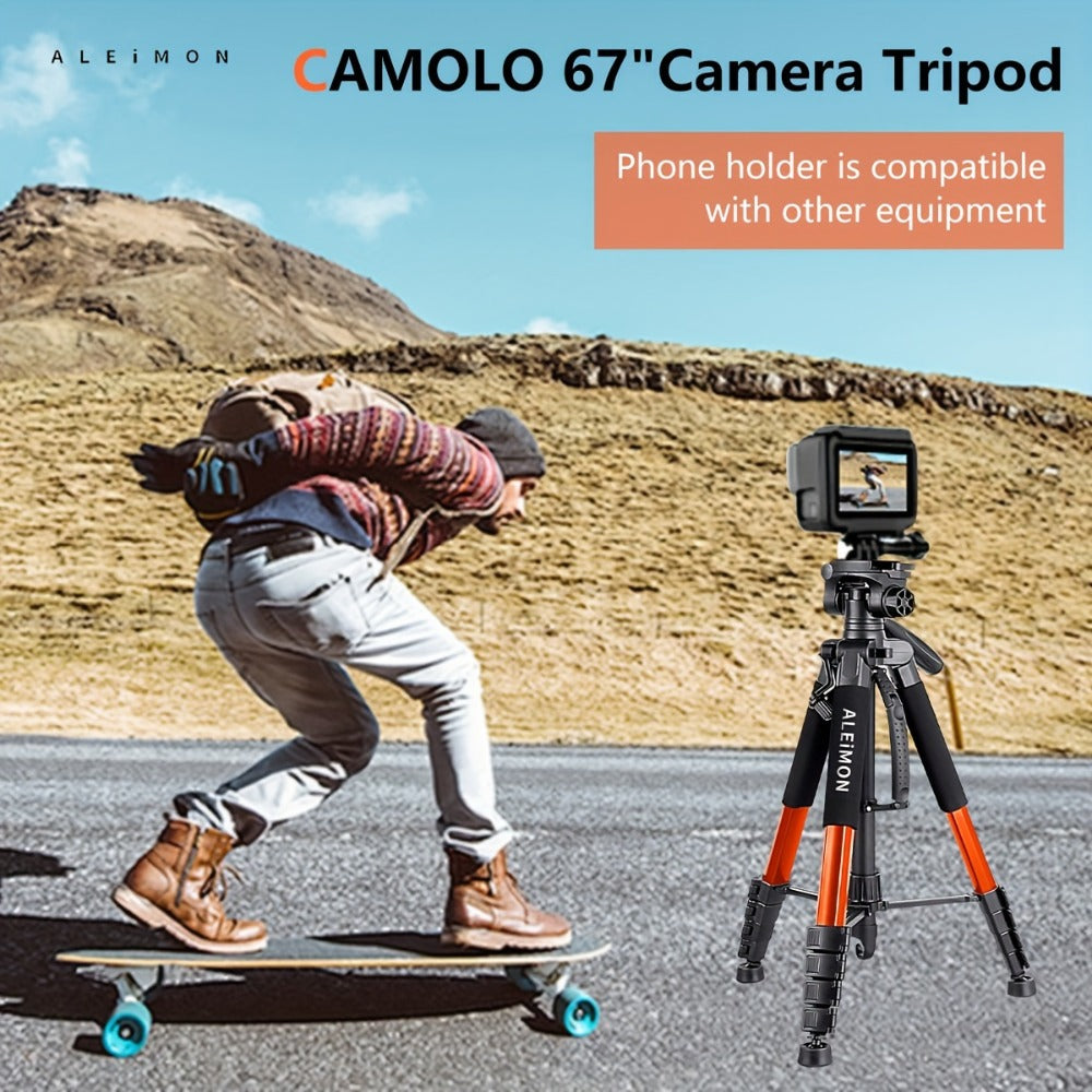 Heavy Duty Aluminum Tripod 74 Inch Red 3-Section, ALEiMON 188cm 14lb Capacity Adjustable Camera Stand with Tote Bag for DSLR, Mirrorless, Smartphone, Projector & Outdoor Photography