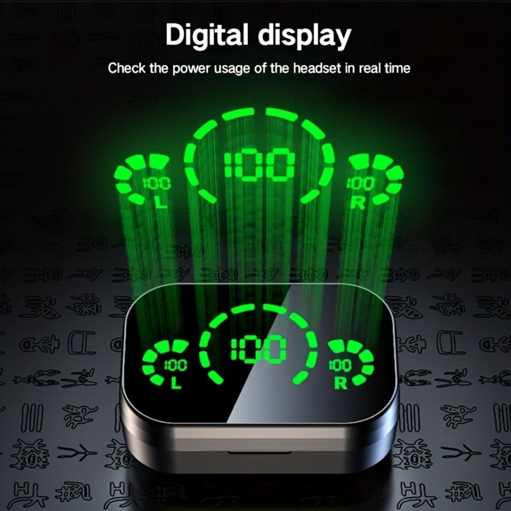 Anime Design Wireless Earbuds with Digital Display, Bluetooth 5.4 HiFi HD Stereo Noise Cancelling, USB-C Charging, App & Volume Control, Mirror Fashion Look, Comfortable Fit for Adults, Gift Idea
