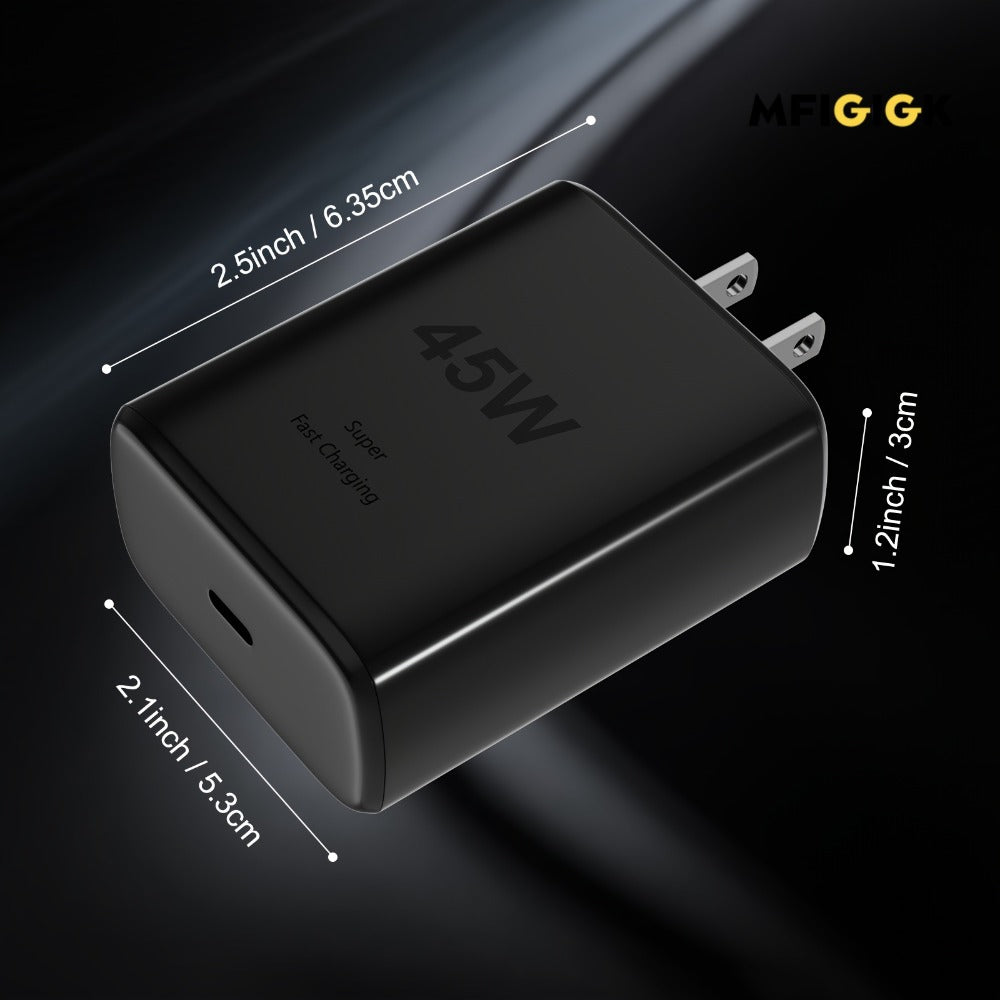 45W Super Fast Charging Block 2-Pack – USB-C Type-C Wall Charger for Samsung Galaxy S23 S22 S21 S20 Ultra Note 20 10 & iPhone 16 15 Pro Pro Max Plus, Compact Power Adapter Duo