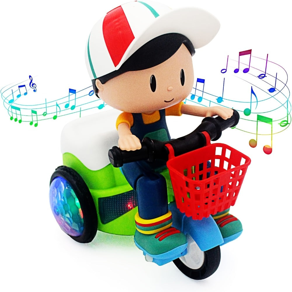 Kids Electric Tricycle Toy Motorcycle with 360° Rotation and Luminous Lights