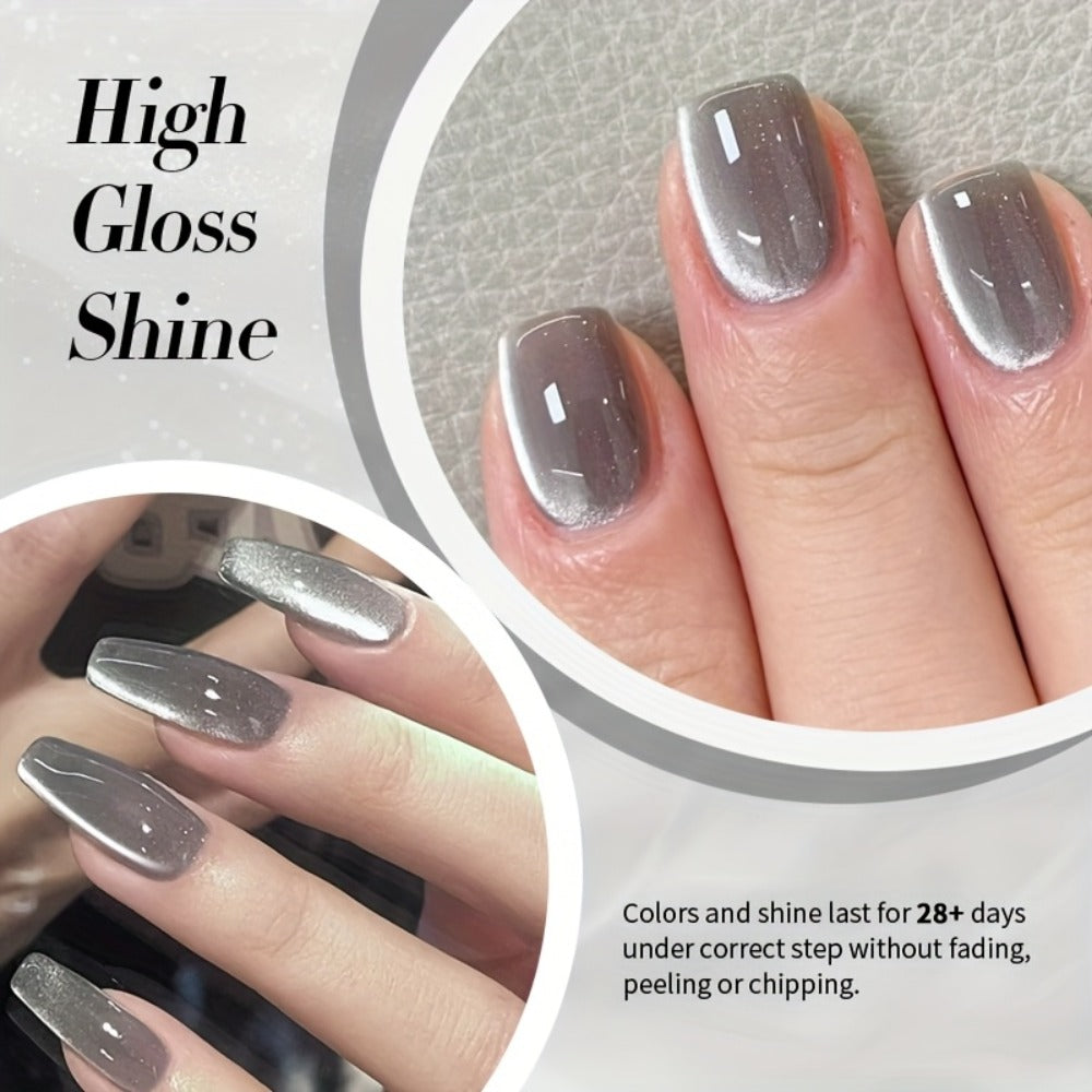 Cat Eye Magnetic Gel Polish Smoky Ash Grey 10ml BORN PRETTY — Semi-Permanent Soak-Off UV LED High Gloss Nail Varnish with Cat Eye Magnet Included, Long-Lasting Salon & Home DIY Nail Art Women