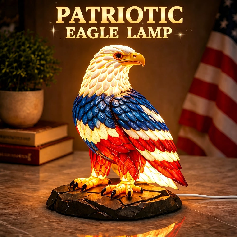 Boho Retro Stained Eagle Night Light – 3D Resin Animal Table Lamp, Vintage Colorful Stained Glass Effect Desk Light for Bedroom Home Decor, Creative Birthday Christmas Gift for Eagle Lovers