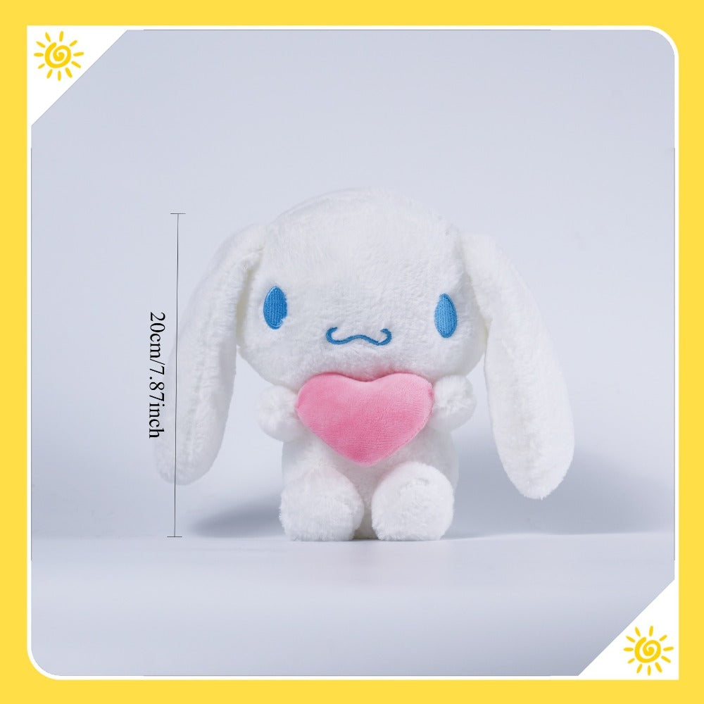 Kawaii Plush Set 5pcs Holding Hearts – Hello Kitty Kuromi My Melody Jade Gui Dog Sanrio Stuffed Animals, Room Decor Birthday Christmas Valentine Holiday Gift for Girls Teens Fans