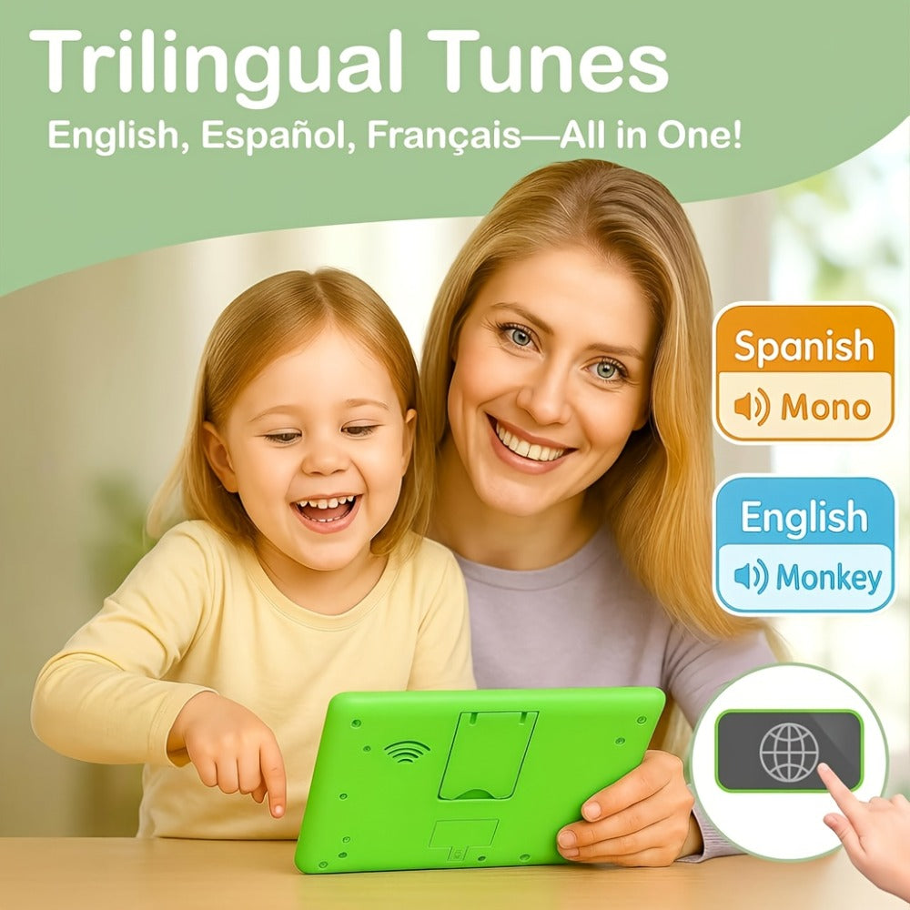 Trilingual Toddler Learning Tablet Toy — 39 Buttons 4 Play Modes Alphabet Numbers Colors Animals Music, Speech Therapy & Language Development Toy for Baby 12 Months+ Boys Girls, Birthday Christmas Gift
