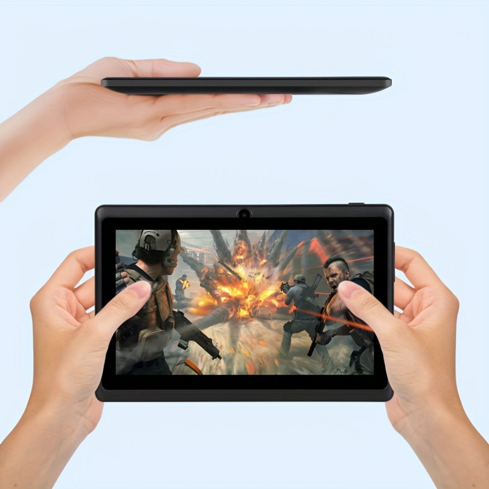 Android 14 Tablet 7 Inch, 4GB RAM 32GB ROM, Quad-Core IPS Display Tablet with Protective Case, 3500mAh Battery, Dual Camera – Kids & Adults, Black/Pink/Blue