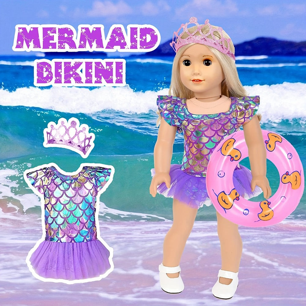18-Inch Doll Mermaid Travel Accessory Set with Outfit and Luggage