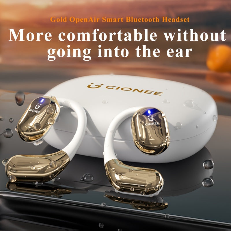 Gionee 90° Suspension Sport Earhook Wireless Earphones, Digital Display Charging Case Noise Cancelling HD Sound, Secure Fit Headphones for Gaming Movies Music Car iPhone Android