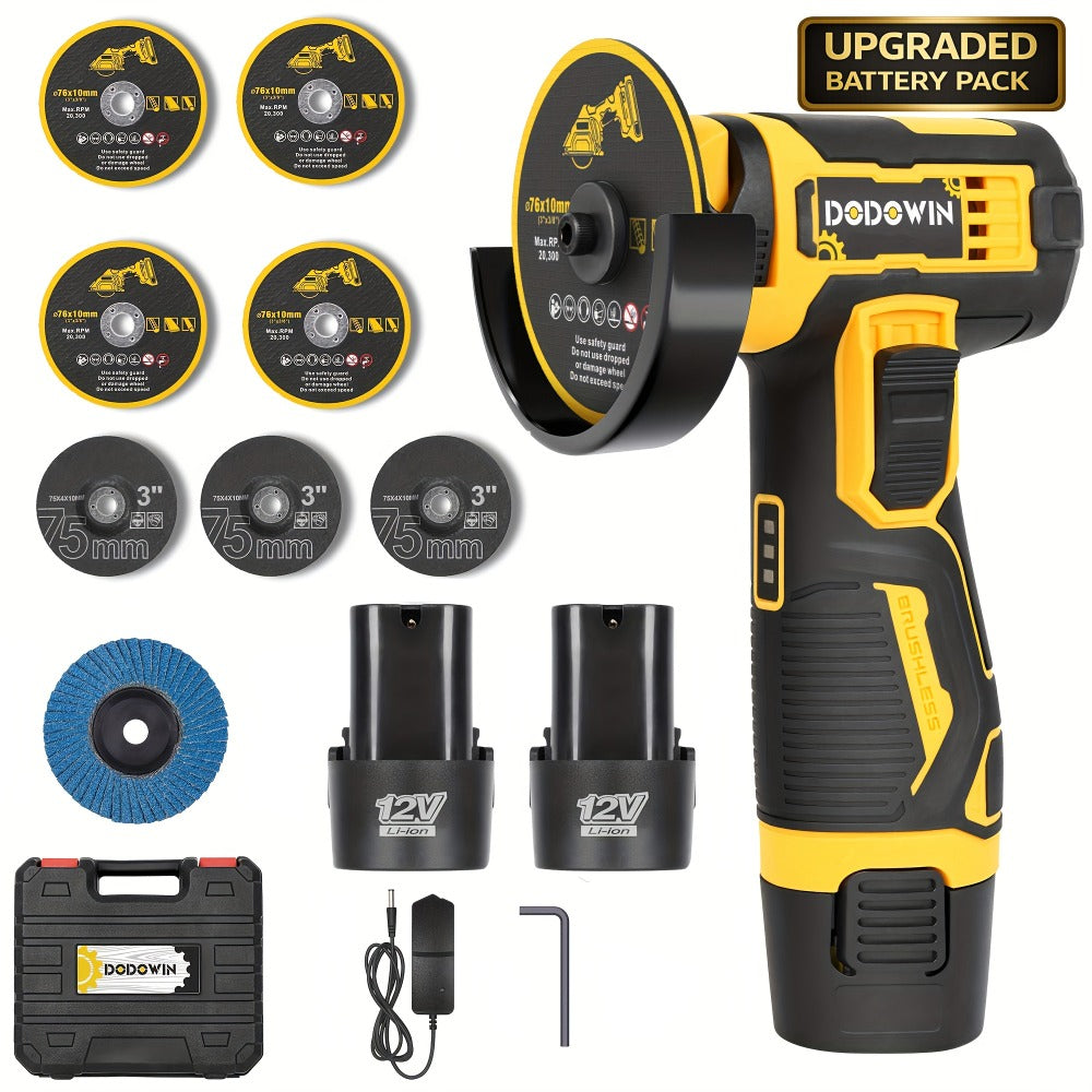 Mini Cordless Angle Grinder 19500RPM – Electric Grinding Polishing Tool for Metal Wood Stone Concrete | Lithium Power Grinder with Battery Options