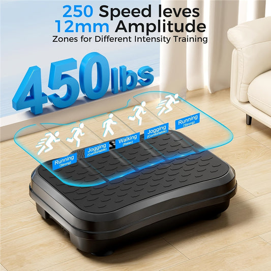 Vibration Plate Exercise Machine with Adjustable Speeds, Black, 450 LB Listed Capacity