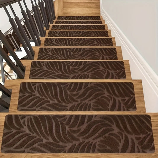 Non-Slip Stair Treads, 15-Pack 8 x 30-Inch Self-Adhesive Washable Polyester Pads