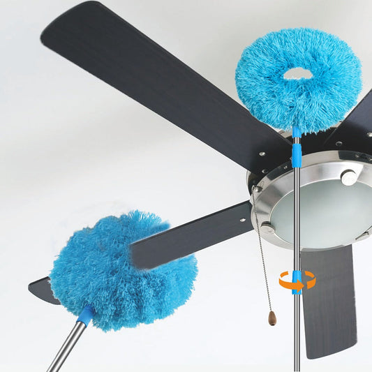 Ceiling Fan Duster with Extension Rod, Detachable Washable Microfiber Head, Blue