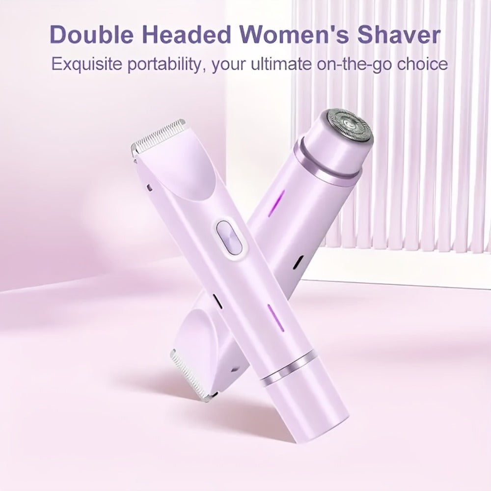 Electric Bikini Razor 2-in-1 Women USB Rechargeable Dry Wet Face Shaver - Painless Hair Removal Bikini Line Underarms Legs Arms Face Portable Cordless Lady Shaver Pink Purple Blue