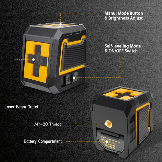 Green Cross-Line Laser Level with Self-Leveling, Tripod and Battery
