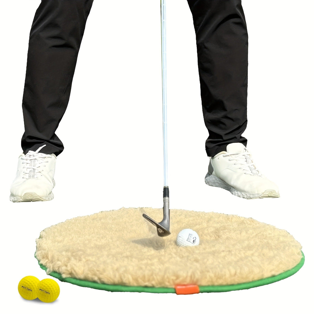 Golf Bunker Practice Mat 19.69x19.69 Inch with 2 PU Balls Realistic Sand Bunker and Putting Simulator Non-Slip TPR Bottom for Backyard Indoor Use Improves Swing Consistency Gift for Golf Enthusiasts