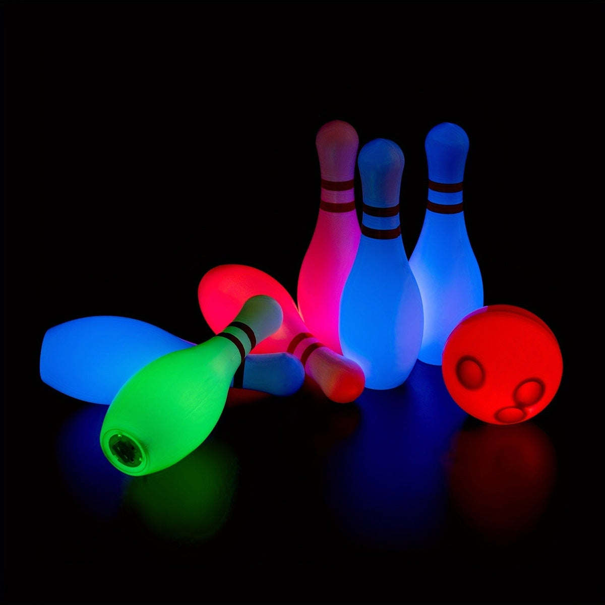 Light-Up Kids Bowling Set with 10 Pins & 2 Balls - Glowing Indoor Outdoor Bowling Game for Boys & Girls, 7.87-Inch Tall Pins, Fun Toddler Toy Set, Perfect Birthday Gift for Kids