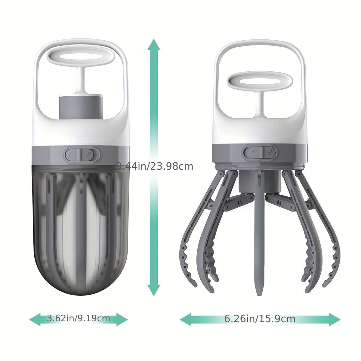 Dog Pooper Scooper No-Touch 2-in-1 with 75 Waste Bags & Wide Claw Attachment – Portable Hands-Free Hygienic Waste Pick-Up System for Small Medium Large Dogs, Parks & Lawn Use