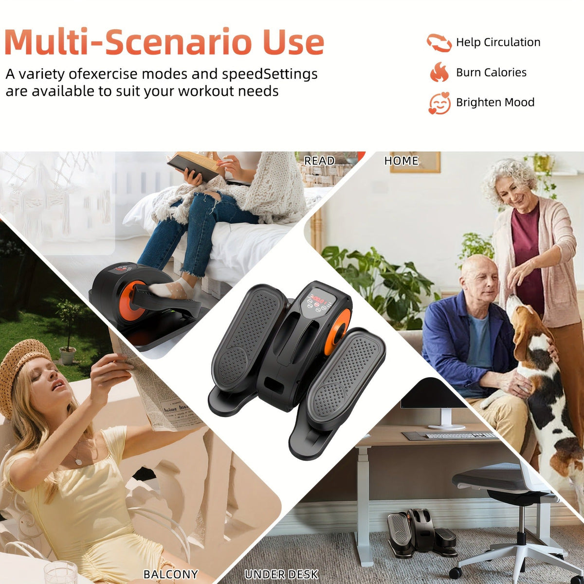 Electric Under Desk Elliptical Machine 12-Speed Seated Leg Exerciser with Remote Control, Quiet Motorized Pedal Stepper for Seniors & Home Office, Fully Assembled Foot Pedal Exerciser
