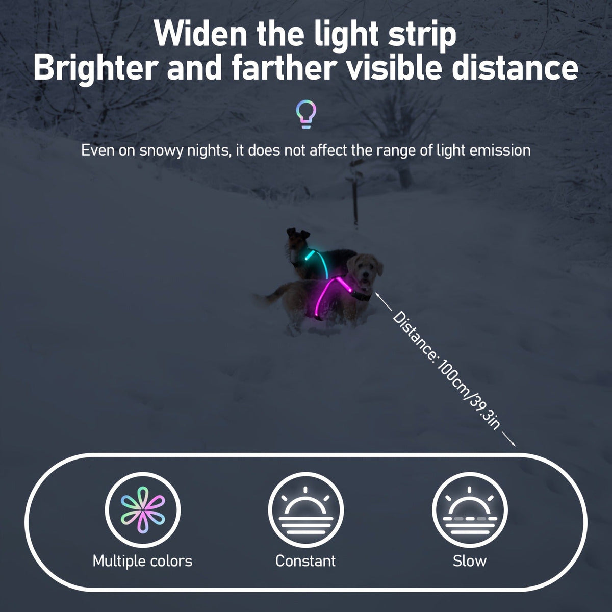 LED Dog Safety Vest USB Rechargeable 8 Color Flashing Light Night Visibility Harness for Medium Large Dogs Reflective Pet Walking Vest