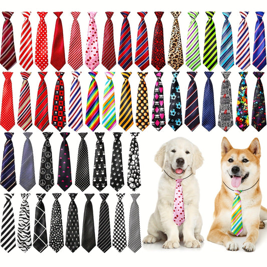 Dog Bow Ties, 30-Pack Assorted Grooming Accessories for Medium and Large Dogs