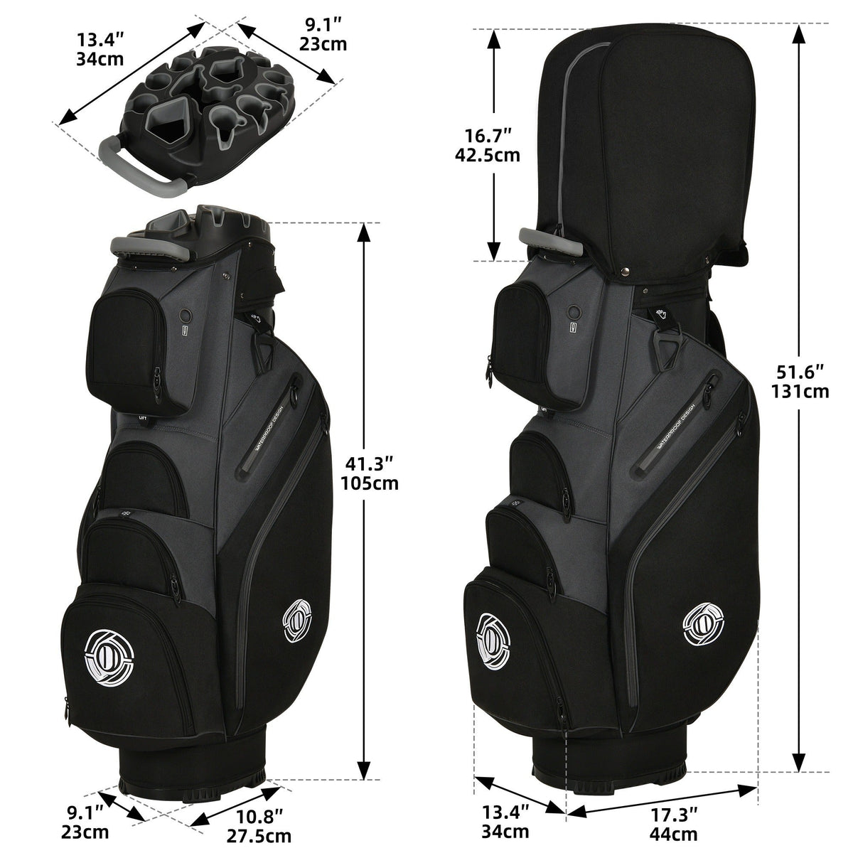 Hard Shell Golf Bag Armored Protective 900D High-Density Oxford Cloth Large Capacity Professional Equipment Travel Bag 105x27x38cm Deep Grey Business Color Matching