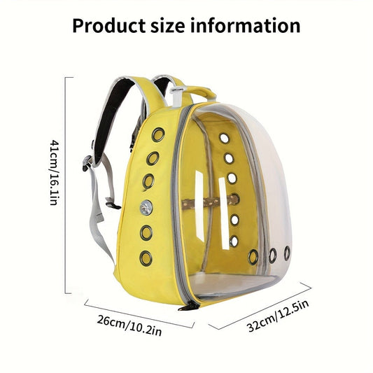 Bird Carrier Backpack with Clear Viewing Panel, Mesh Ventilation and Wooden Perch