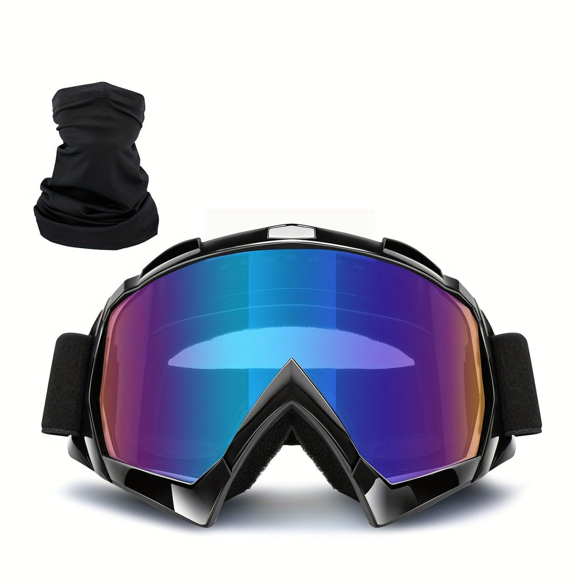 Ski Goggles Set with Black Headband – TPU Frame PC Lens Mirror Coating, Thick Foam Pad, Adjustable Strap, 28+ Color Styles, Adult Snow Goggles for Skiing & Snowboarding, Great Gift