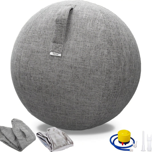 Exercise Ball Chair with Fabric Cover, 65 cm for Home Office, Yoga & Pilates