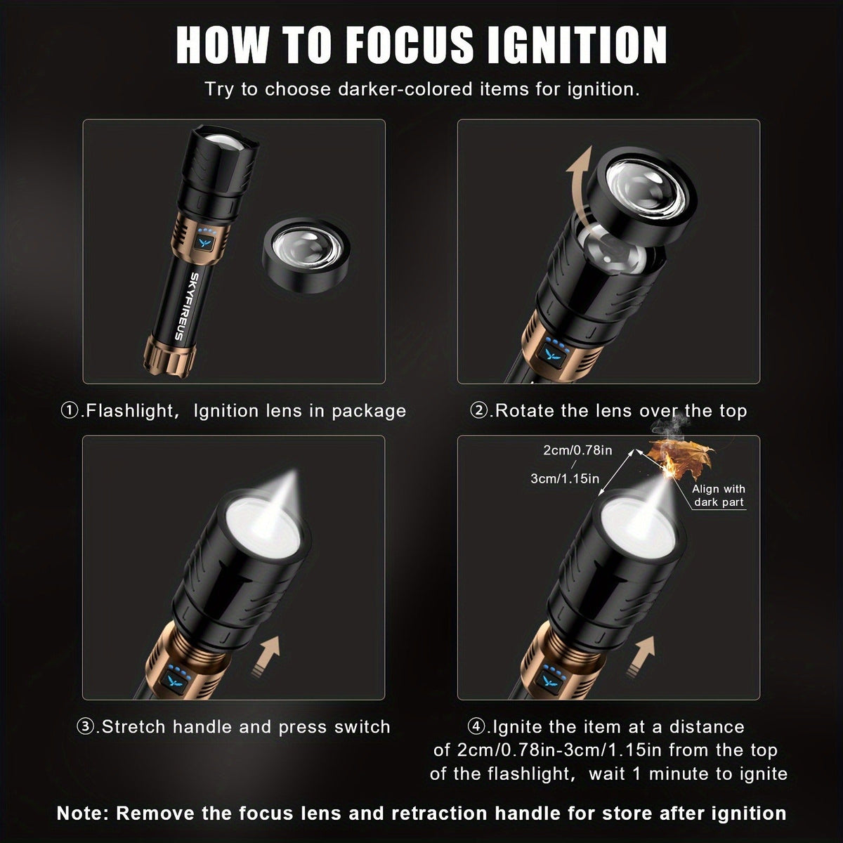 High Lumen LED Flashlight Zoomable 4 Modes Rechargeable Cycling Light for Camping Outdoor Household Use