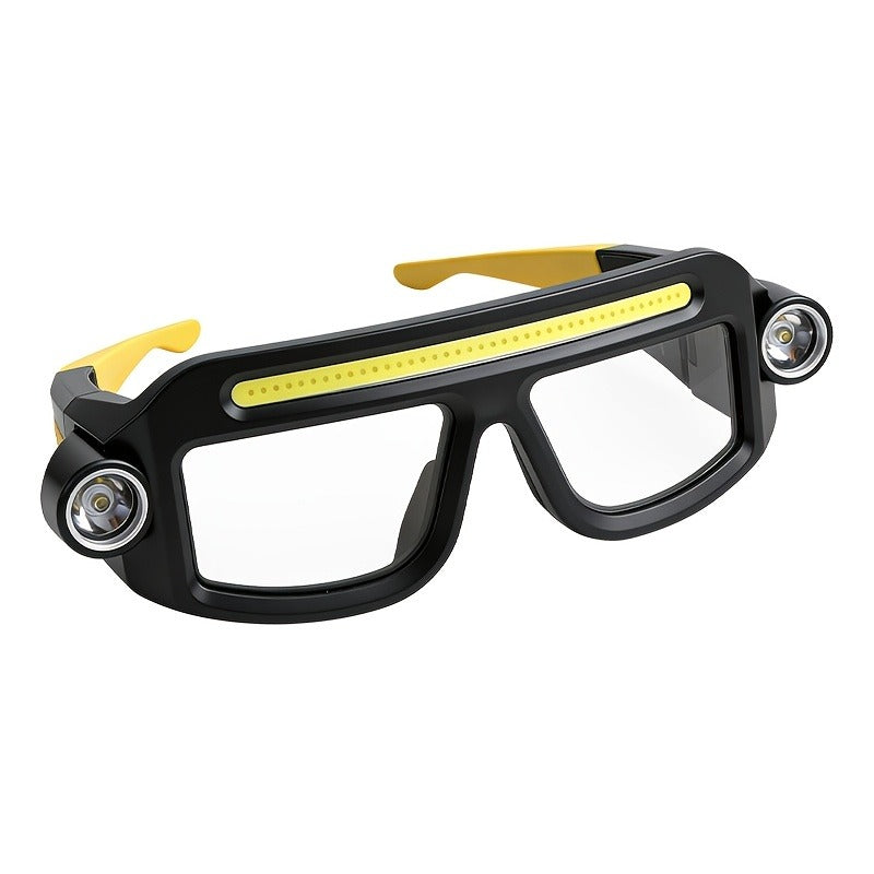 LED Headlamp Glasses Light - USB Rechargeable Head Torch with Rotatable Beam, Adjustable Brightness & Strobe Mode for Night Running, Cycling, Fishing & Outdoor Work