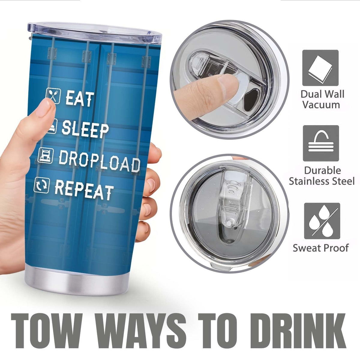 Truck Driver Tumbler 20oz Stainless Steel Insulated Coffee Cup with Lid Birthday Gift for Husband Son Grandpa Nephew Farmer Truck Driver Men