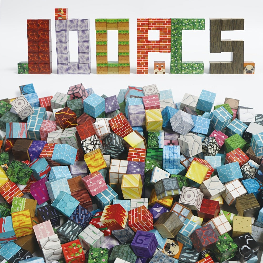Magnetic Building Tiles with Random 50, 100, 200 or 300-Piece Sets
