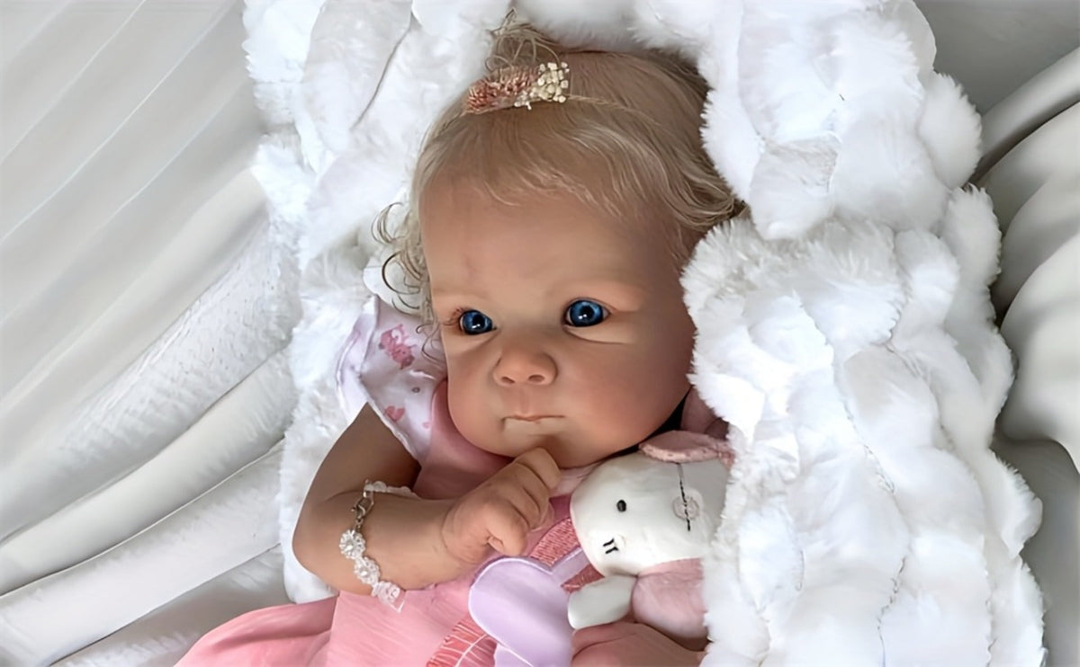 22-Inch Full Vinyl Reborn Baby Doll with Rooted Hair and Open Eyes