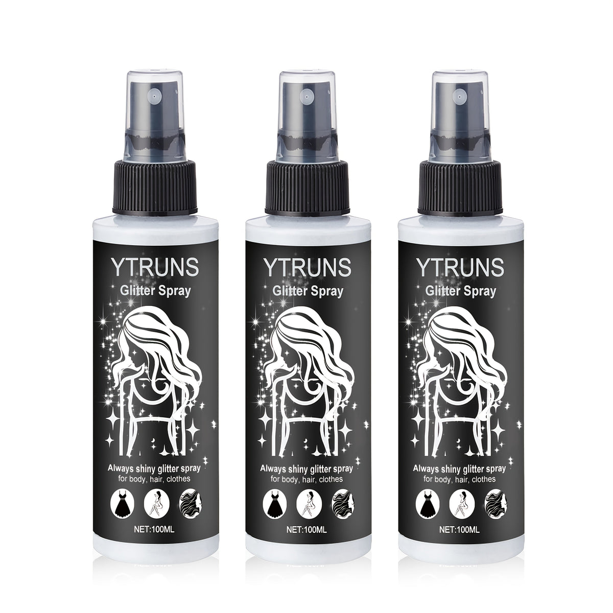 Glitter Spray for Hair & Body Quick Dry Shimmer Spray – High-Gloss Body Glitter for Face Lips Eyes Skin Festival Rave Party Photoshoot Everyday Glam Set 2pc & 3pc Options Women Teens