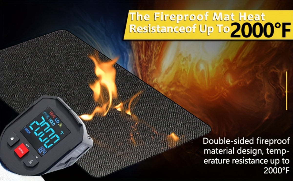 Grill Mat Fire Resistant BBQ Pad – Oversized Under Grill Mat 2000°F Heat Resistant, Waterproof Oil-Resistant Deck Protector for Outdoor Grilling, Fireplace & Fire Pit – 60x48, 72x39, 76x51 Inches