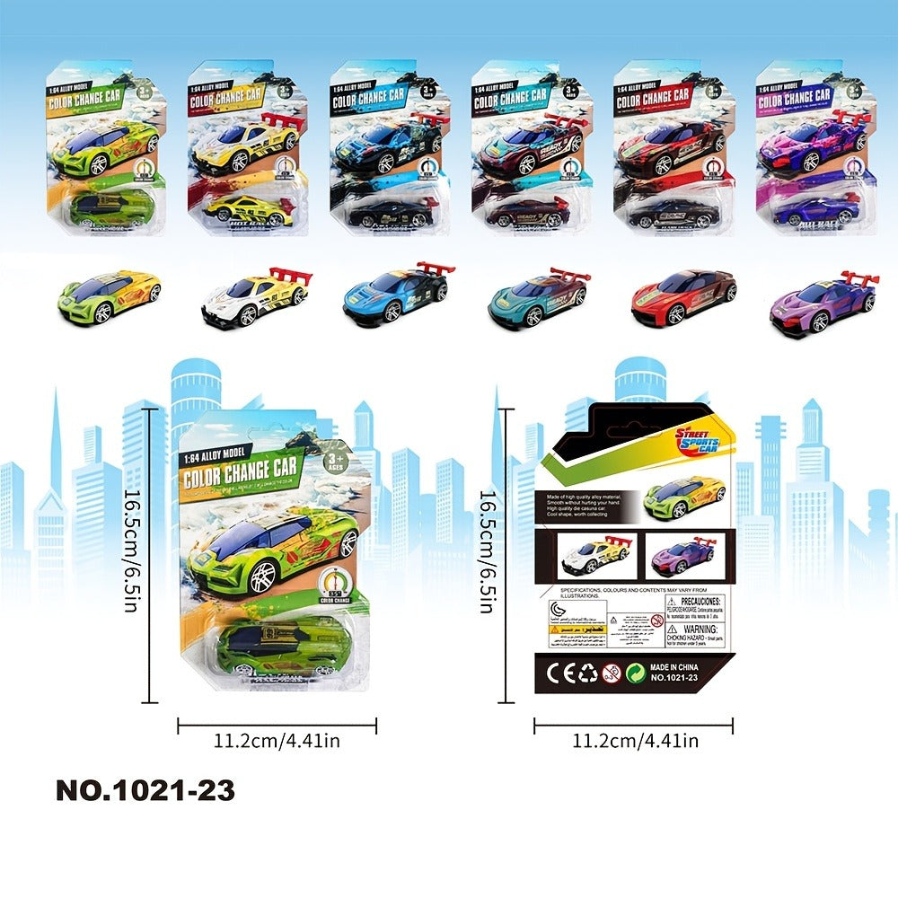 Color-Changing Die-Cast Toy Cars, 6-Piece Set for Water Play