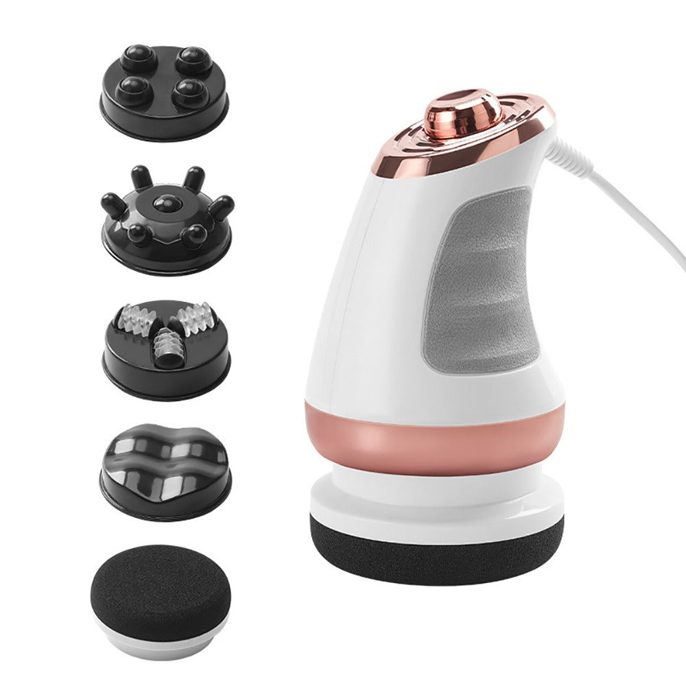 Handheld Body Massager with 5 Interchangeable Heads & 3 Washable Pads – Adjustable Vibration Intensity, Full Body Muscle Relief for Abdomen, Waist, Arms, Buttocks & Legs, Portable Electric Massage Machine