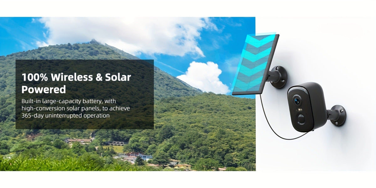 Solar WiFi Security Camera Indoor Outdoor – Dual Band 5G & 2.4GHz, Wire-Free Home Surveillance, Pet & Baby Monitor, Smartphone App Control, Rechargeable Solar Powered by Wesecuu