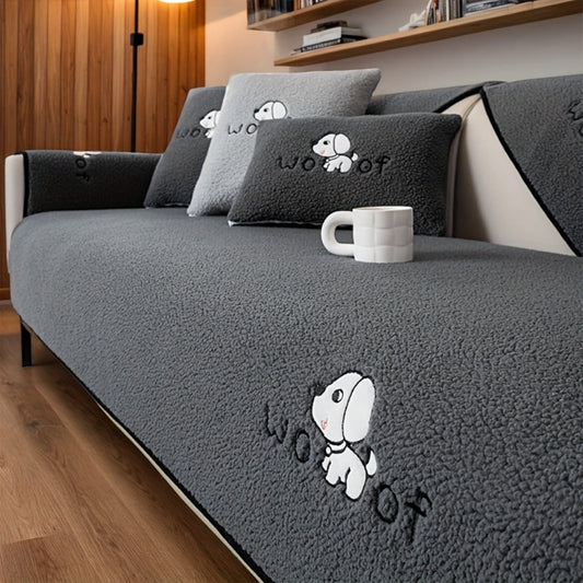 Sherpa Sofa Cover with Non-Slip Backing, Seat, Armrest and Backrest Pieces