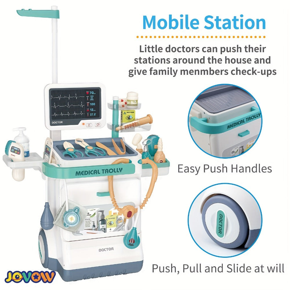 Kids Doctor Play Set with Medical Trolley for Pretend Clinic Role-Play