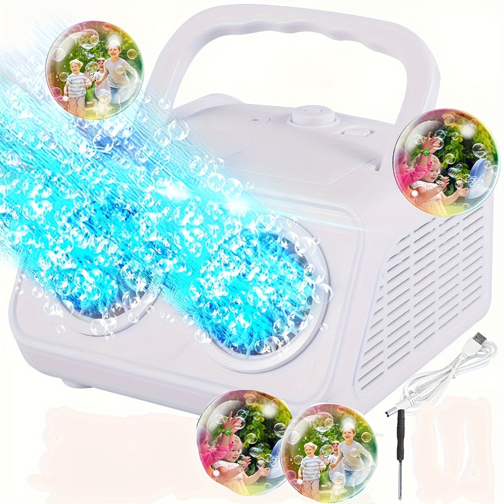 Electric Bubble Maker with 10X Bubble Solution – Dual Fan 20000+ Bubbles Per Minute Machine for Kids, Outdoor Birthday Party Toy for Boys Girls, Battery Operated Bubble Blower White or Black