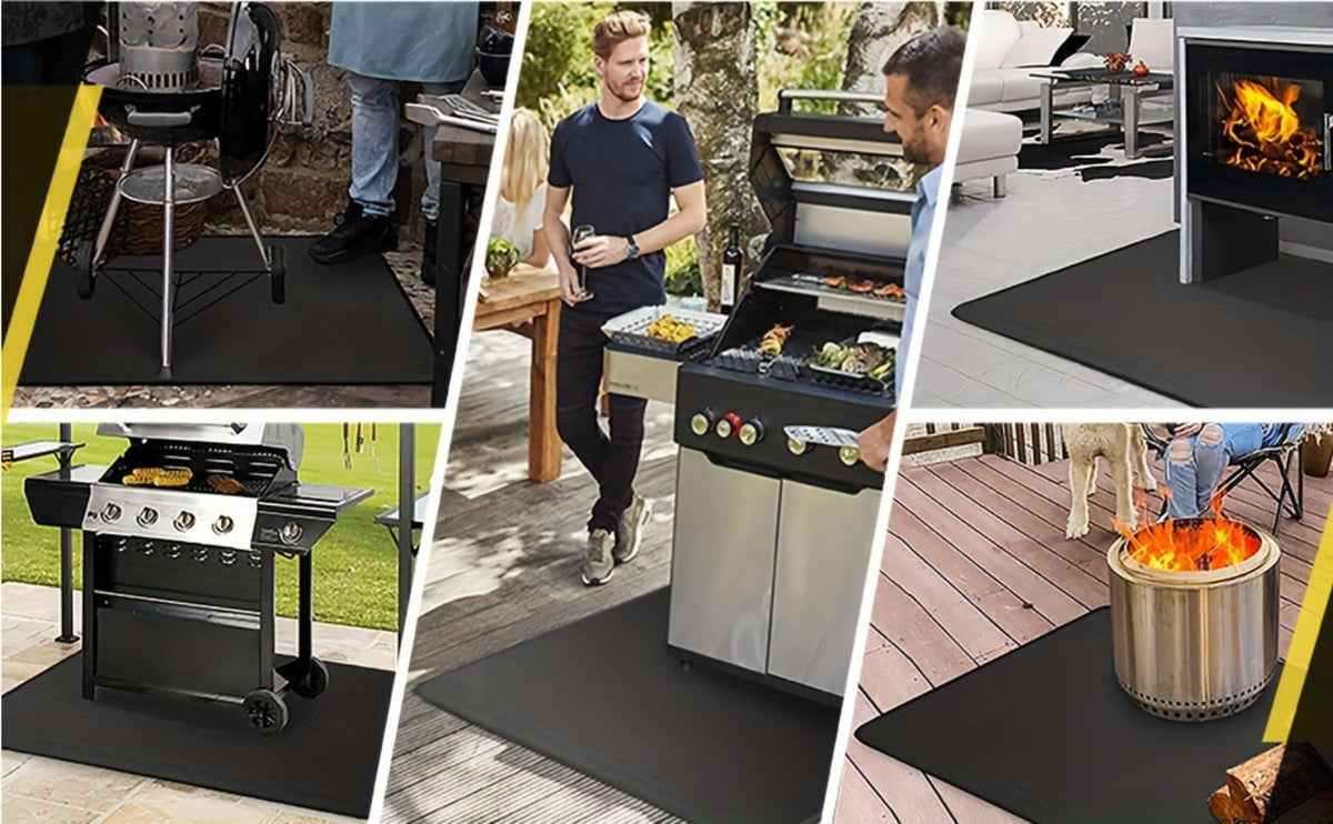 Grill Mat Fire Resistant BBQ Pad – Oversized Under Grill Mat 2000°F Heat Resistant, Waterproof Oil-Resistant Deck Protector for Outdoor Grilling, Fireplace & Fire Pit – 60x48, 72x39, 76x51 Inches