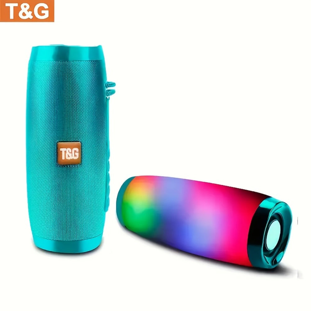 TG157 10W Dual Bluetooth 5.0 Speaker with LED Flash Lights, 5.1 Surround Sound, TF Card AUX USB FM Radio, 1200mAh Rechargeable Compact Wireless Speaker for Outdoor Camping Travel & Home Use