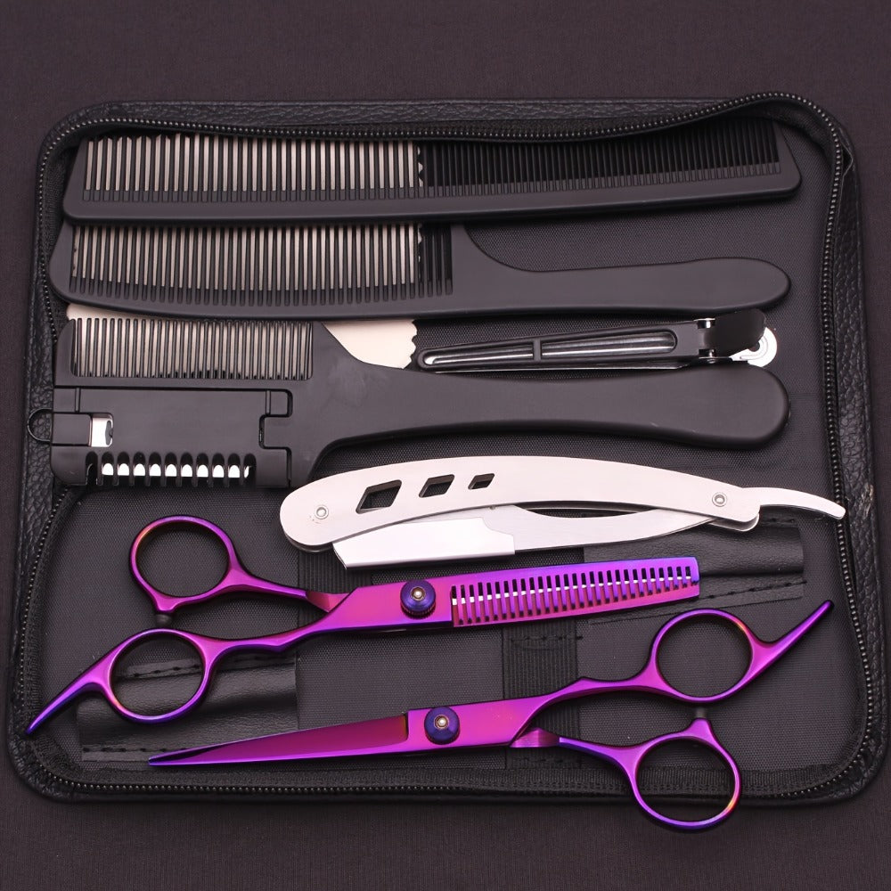 Professional Hair Cutting Scissors & Thinning Shears Set 6.0 Inch - 4CR Stainless Steel 62HRC, 20-30% Thinning Rate, Hairdressing Comb & Razor Included, Salon & Home Use for Stylists